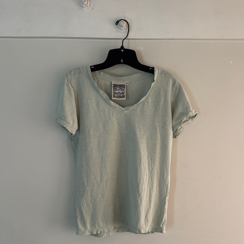 Jungmaven Mint Green V-Neck Short Sleeve Tee